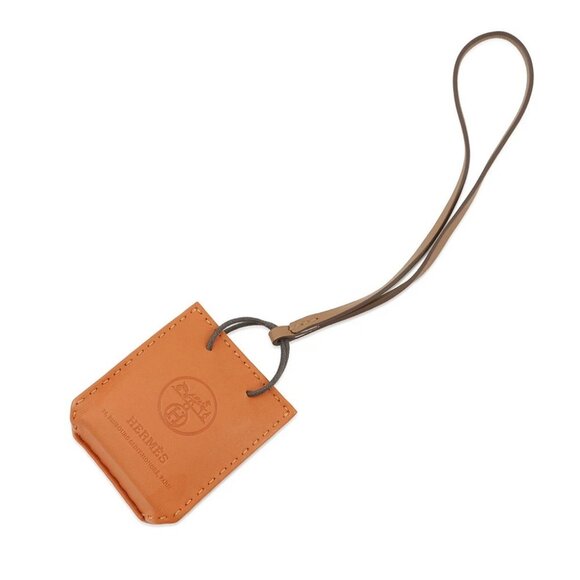 HERMES SacOrange Bag Charm Lambskin Feu/Gold - Picture 3 of 9